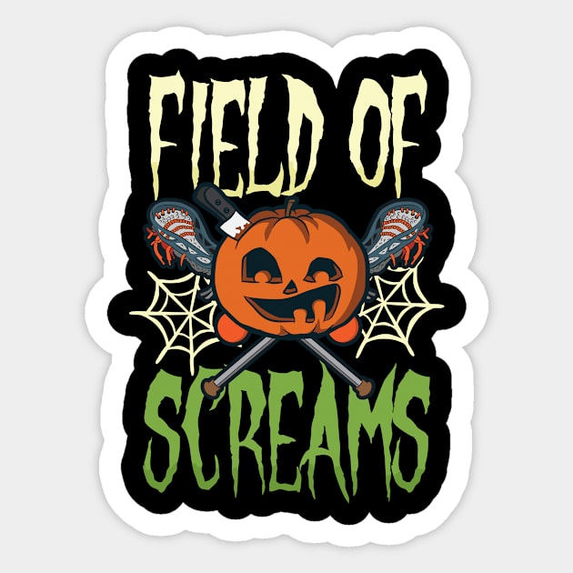 Halloween Lacrosse Shirt | Field Of Screams Sticker by Gawkclothing